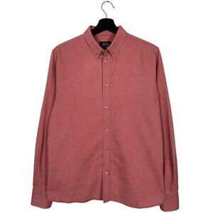 A.P.C. Barrel Cuff Button Up Shirt Salmon / Faded Red mens size medium